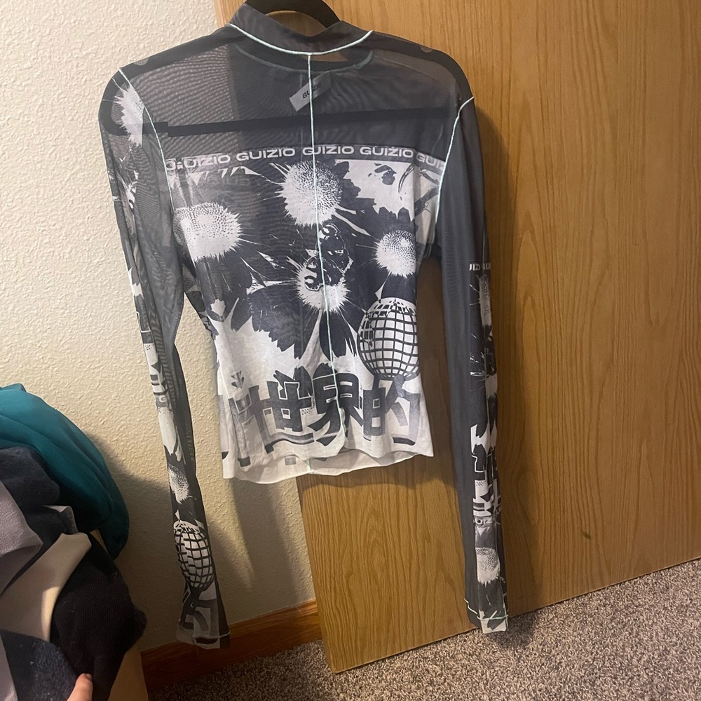 Danielle Guizio Mesh Long Sleeve Shirt.